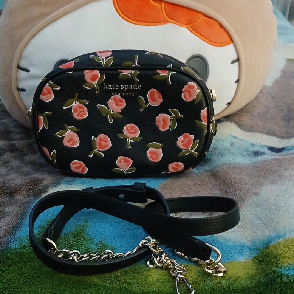 Authentic Kate Spade Black Floral Crossbody Bag